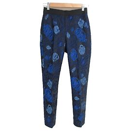 Autre Marque M・fil Pantalones Easy de Jacquard Floral Azul