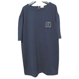 Autre Marque Robe brodée Roberta di Camerino Bleu Bleu Marine