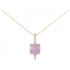 Autre Marque Collier en Au750 Améthyste, Diamant et Nacre Violet