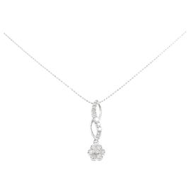 Autre Marque Collar de oro blanco Pt900 Au750 con diamantes Plata