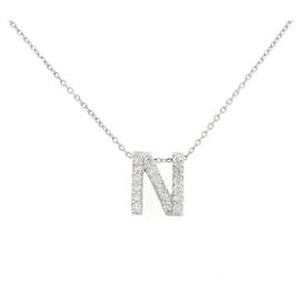 Autre Marque Collier Initial N en Diamants Au750 Argenté
