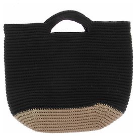 Autre Marque Sac tressé noir et beige Noir