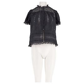 Blusa SéZane de algodão preta com detalhes em renda Preto