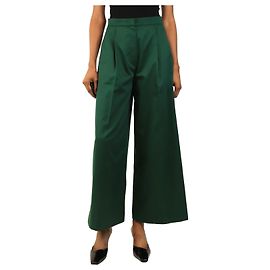 Autre Marque Pantaloni a gamba larga in raso verde smeraldo - size UK 8 Verde