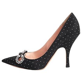 Rochas Black polka dot crystal-embellished pumps - size EU 40 Black