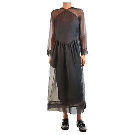 Autre Marque Abito midi trasparente in seta a maniche corte nero - size S Nero
