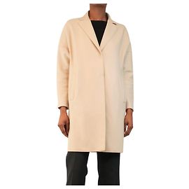 Harris Wharf London Cream double-breasted wool coat - size UK 6 Cream