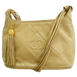 Borsa a tracolla Chanel Matelassé in pelle beige Beige