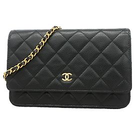 Chanel Matelassé Chain Shoulder Wallet Black