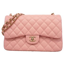 Bolso de hombro Chanel de piel de becerro granulada rosa Rosa
