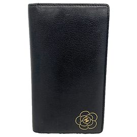 Chanel Black Leather Long Wallet Black