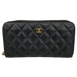 Carteira Longa Chanel Matelassé em couro de bezerro granulado Preto