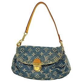 Louis Vuitton Monogram Denim Mini Pleaty Handtasche Blau