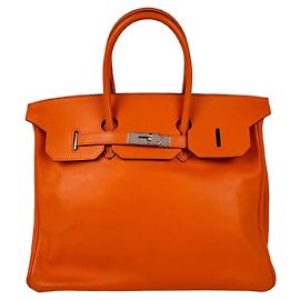 Hermès Sac à main Hermes Birkin 35 en cuir Swift Orange Orange