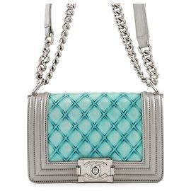 Bolsa Chanel Matelassé Boy Small Prata Turquesa