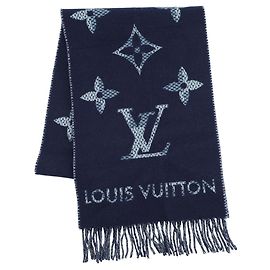 Stola in cashmere Monogram Louis Vuitton Blu navy