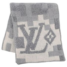 Écharpe réversible en laine et nylon Damouflage Louis Vuitton Marron Blanc
