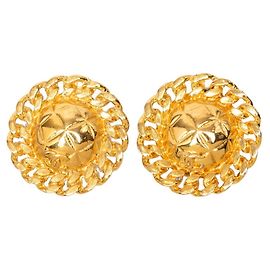Boucles d'oreilles clips Chanel Coco Mark Matelassé plaquées or Doré