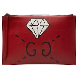 Gucci Ghost Second Bag Clutch Handbag Pouch Black Red