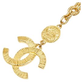 Chanel Coco Mark Gold Plated Necklace Golden