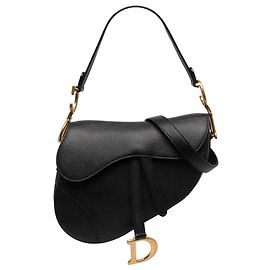 Dior Black Grained Calfskin Saddle Bag Black
