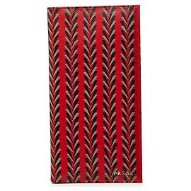 Prada Red Printed Saffiano Bifold Long Wallet Red