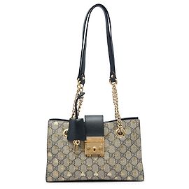 Gucci Beige Small GG Supreme Bee Padlock Tote Beige