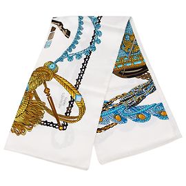 Lenço de seda Hermès Le Timbalier Branco 90 Branco