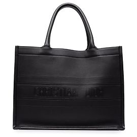 Dior Book Tote Medium in pelle goffrata nera Nero