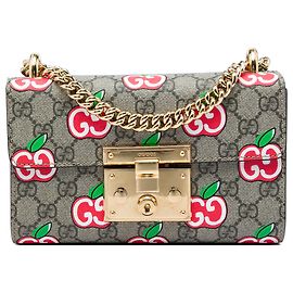 Gucci Beige Small GG Supreme Apple Padlock Crossbody Beige