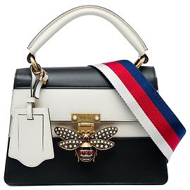 Borsa Queen Margaret Gucci piccola in pelle di vitello bicolore nera Nero