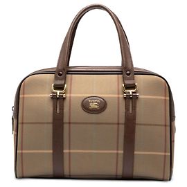 Burberry Brown Vintage Check Canvas Handbag Brown Light brown