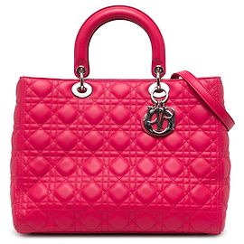 Dior Pink Large Lambskin Cannage Lady Dior Rose Autre