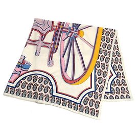 Hermès Hermes Carre Géant 140 Stole Rosa Blanco Multicolor Amarillo