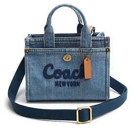 Coach Cargo Tote 20 - Denim Blue Brown Blue