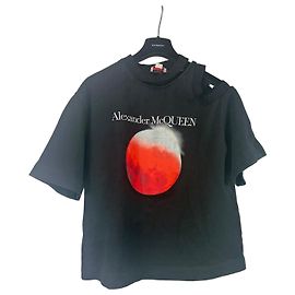 T-shirt de algodão preta Alexander McQueen com estampado de lua vermelha Preto Vermelho