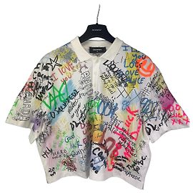 Polo DSQUARED2 con stampa Graffiti Bianco Multicolore