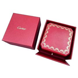 Cartier Red Leather Ring Box with Outer Packaging Black Red