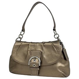 Bolsa de Ombro Coach em Couro Dourado Dourado