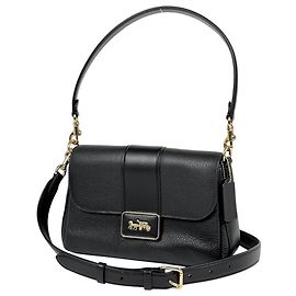 Bolsa de Ombro Coach Grace em Couro Preto Preto
