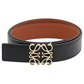 Cinto Reversível de Couro Loewe Anagram Marrom Preto