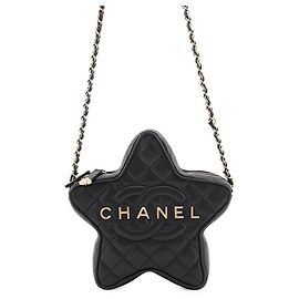 Chanel Matelassé Schultertasche mit Kette Schwarz
