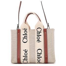 Chloé Woody Tote Small Canvas Handbag Brown