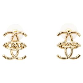 Chanel Double Coco Mark Metall-Ohrringe Golden