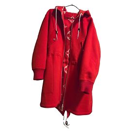 Louis Vuitton Parka Coat Red Wool Rot