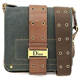 Borsa a tracolla Christian Dior Marrone Blu navy