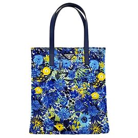 Saco Tote Prada em Nylon Multicolor Azul Multicor