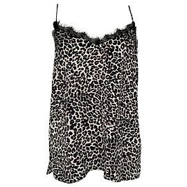 Anine Bing Leopard Lace-trim Tank Top in Multicolor Silk Multiple colors