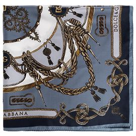 Dolce & Gabbana Silk Scarf Blue Nautical Pattern Blue