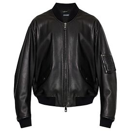 Dolce & Gabbana Leder- 'Bomber'jacke Schwarz